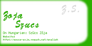 zoja szucs business card